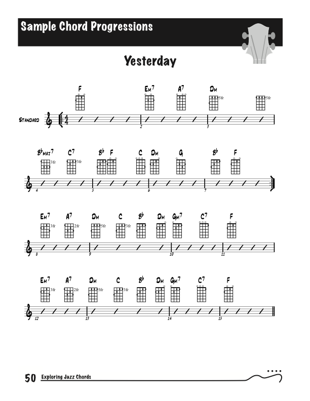 Exploring Jazz Chords on Ukulele, Standard Example - Yesterday.