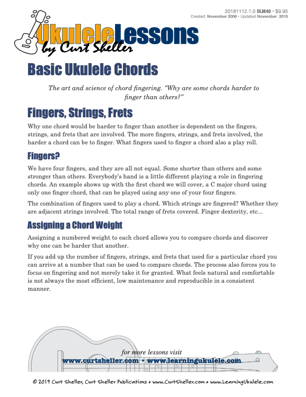 Learning Ukulele With Curt Basic Open Position Ukulele Chord Chart